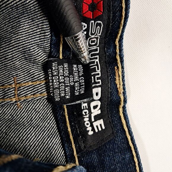 Southpole Shorts Boys 16 Dark Denim Jorts Baggy Hip Hop Skate 28" Grunge Y2K - Picture 9 of 9